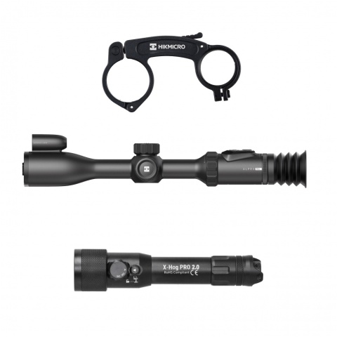 Celownik noktowizyjny noktowizor HIKMICRO Alpex PRO LRF z uchwytem pod IR + iluminator laserowy X-hog Pro v2 940/850 nm