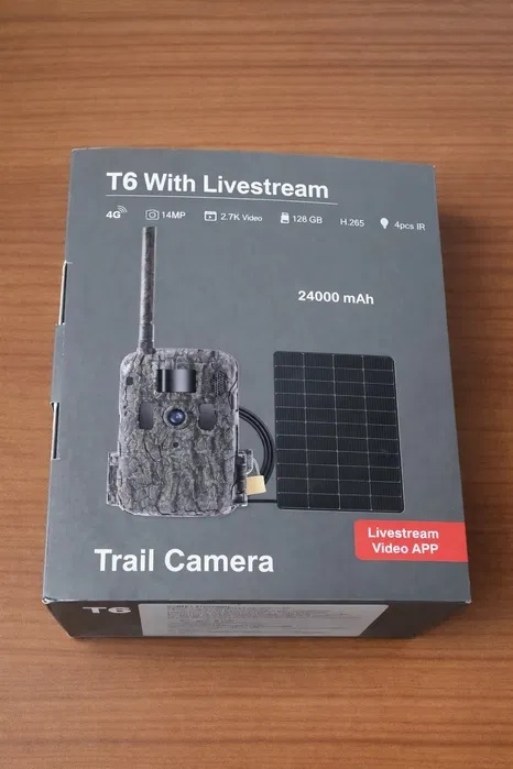 Fotopułapka T6 4G z panelem solarnym i akumulatorem 24000 mAh